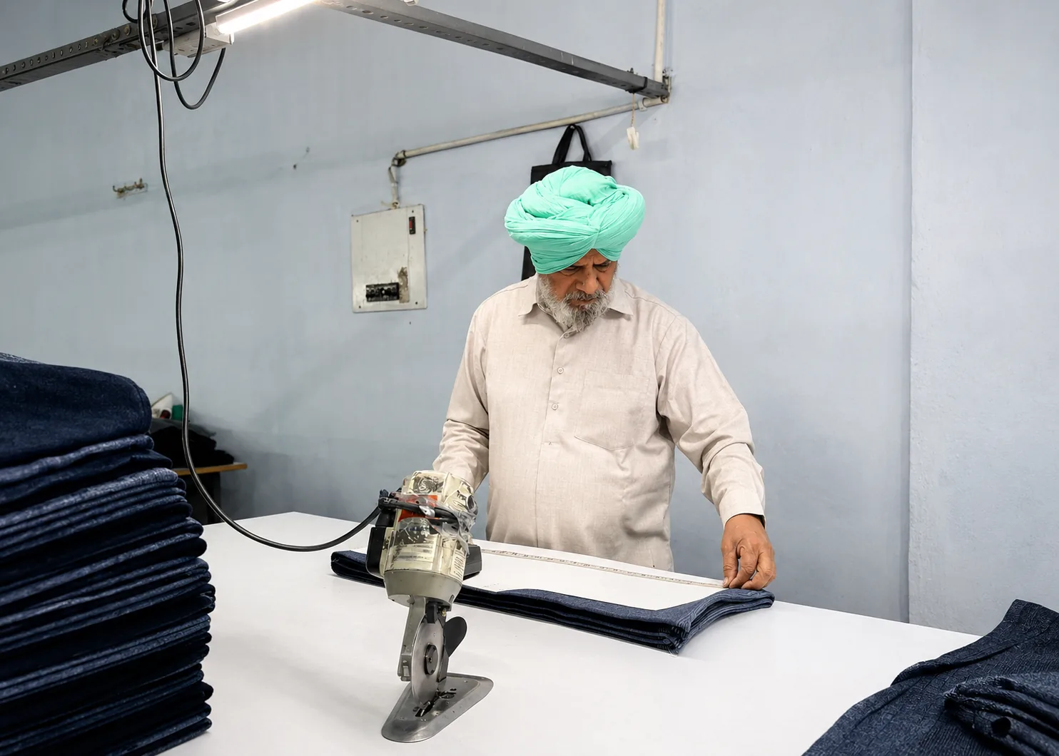 Cutting knitted panels to pattern